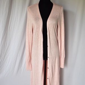 H by Halston / Long Duster Cardigan in Pink